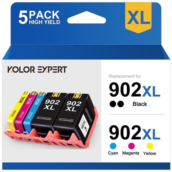 902XL Ink cartridges Compatible for HP 902 902 XL Ink Cartridges to use with Officejet 6978 6968 6962 6970 6958 6954 6975 Printers (Black Cyan Magenta Yellow, 5 Pack)