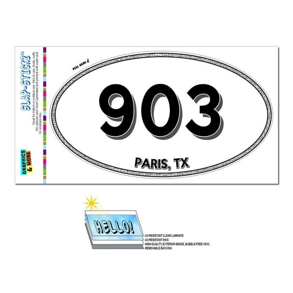 903 - Paris, TX - Texas - Oval Area Code Sticker