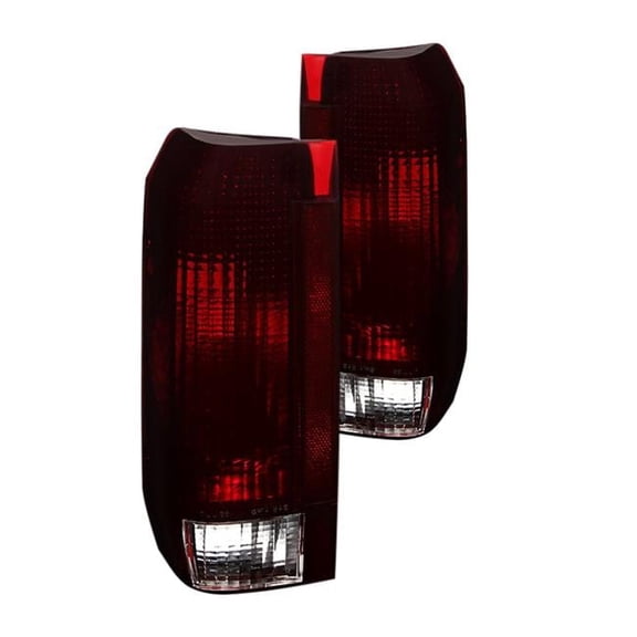 9030567 Chrome Factory Style Tail Lights for 1992-1996 Ford Bronco F150 & F250, Red & Smoke