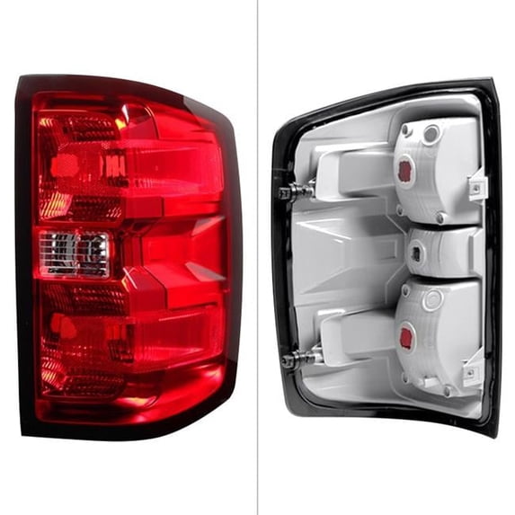 9031922 Passenger Side Factory Style Tail Light for 2014-2016 Chevy Silverado 1500, Chrome & Red