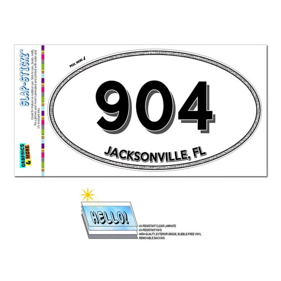 904 - Jacksonville, FL - Florida - Oval Area Code Sticker