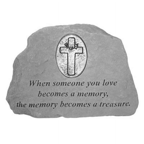 9055 When Someone You Love Memorial Stone with Oval Cross Personalized Insert