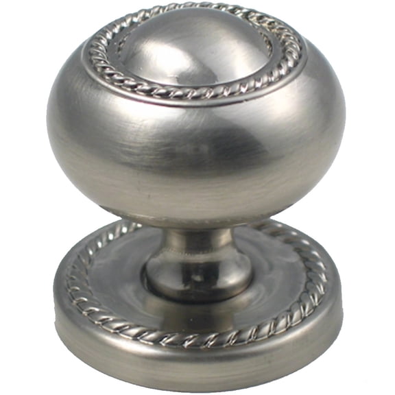 905SN 1-1/4" Rope Cabinet Knob with Backplate Satin Nickel Finish
