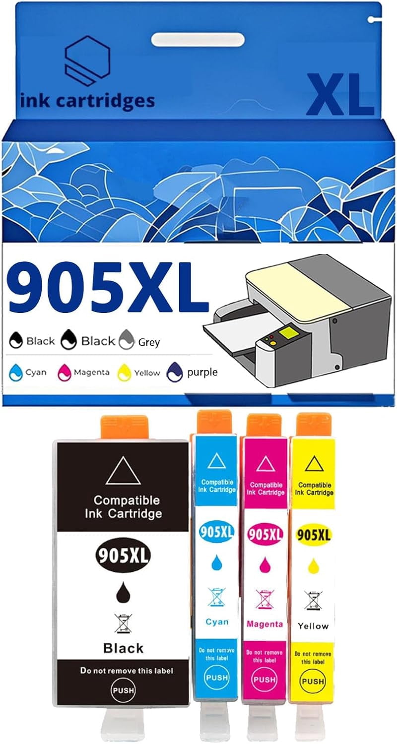 Chrisp Ink 905XL 905 Ink Cartridges Compatible for HP 6950 6960 6970 Inkjet ...