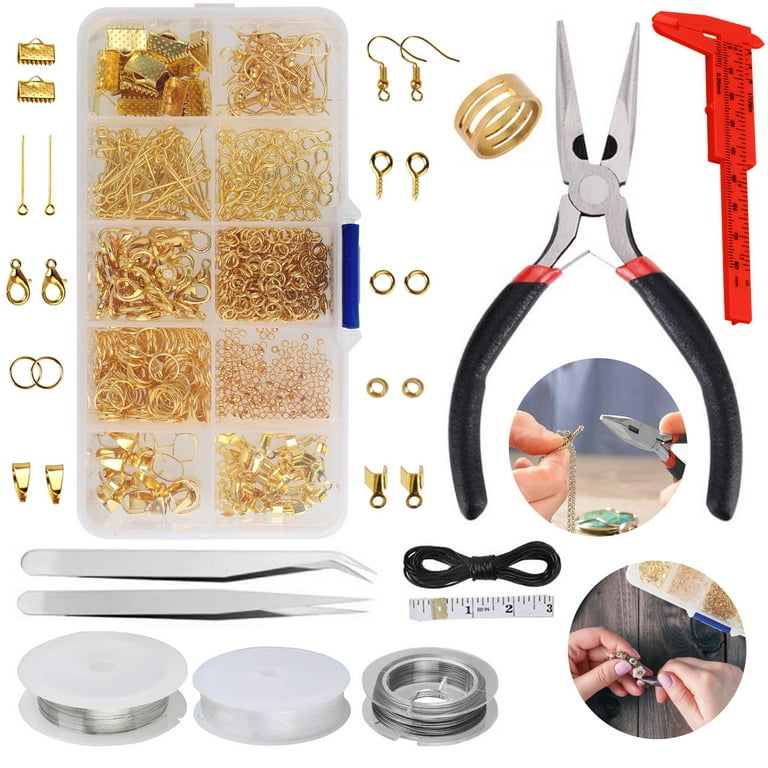 Jewelry Making Kit Jewelry Findings Starter Kit, TSV 905pcs Gold Jewelry  Beading Repair Tools Kit for Necklace Making, Including Lobster Clasps