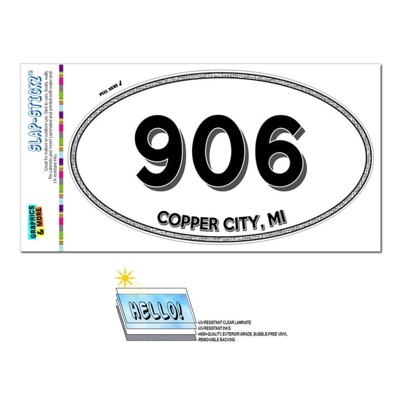 906 - Copper City, MI - Michigan - Oval Area Code Sticker