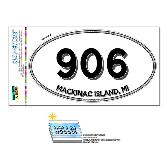 906 - Mackinac Island, MI - Michigan - Oval Area Code Sticker