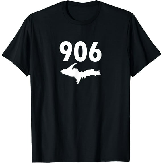 906 Upper Peninsula Shirt Yooper Upper Michigan T-ShirtMen's and women's gift, black and white T-shirt, size: Extra large S-4XL