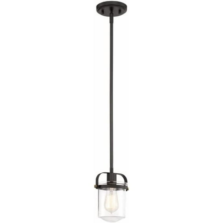 Jaxon 1-Light Oil Rubbed Bronze Mini-Pendant with Clear Glass Shade