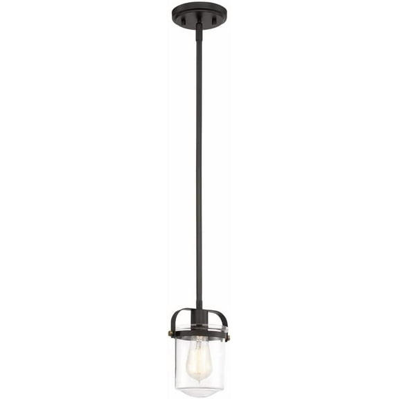 Jaxon 1-Light Oil Rubbed Bronze Mini-Pendant with Clear Glass Shade