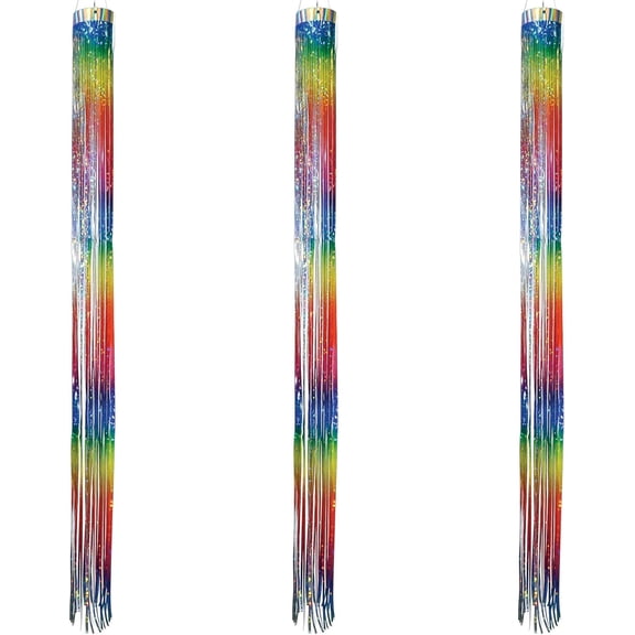 9065-3  51-inch Rainbow Mylar Windsocks 3-Pack  Colorful, Shimmering Mylar Ribbon Windsock, Humane Animal Deterrent