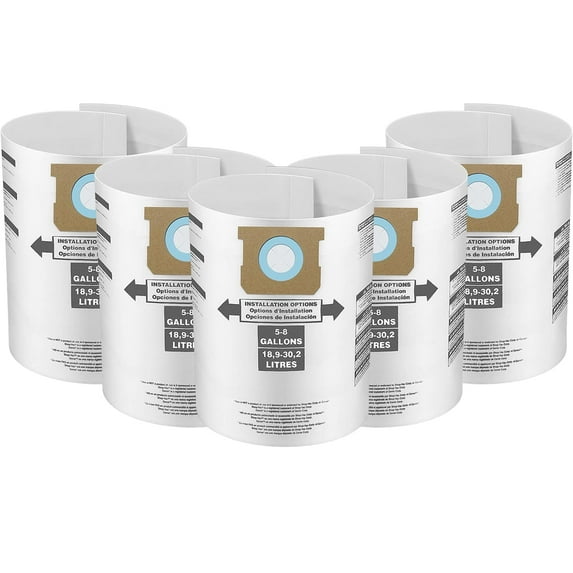90662, Disposable Collection Filter Bags,Fits Shop-Vac 10-14 Gallon Disposable Filter Bags, 6-Pack, Type F