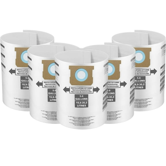 90662, Disposable Collection Filter Bags,Fits Shop-Vac 10-14 Gallon Disposable Filter Bags, 6-Pack, Type F