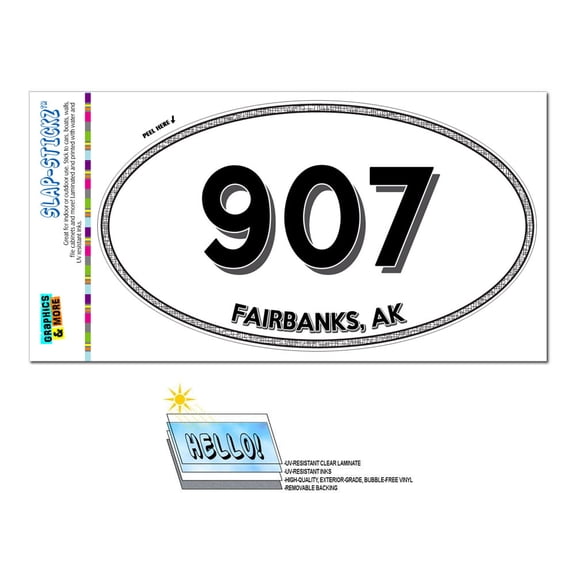 907 - Fairbanks, AK - Alaska - Oval Area Code Sticker