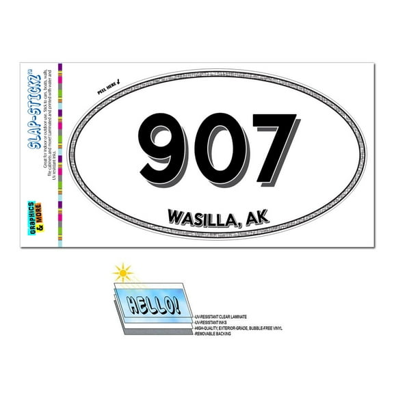 907 - Wasilla, AK - Alaska - Oval Area Code Sticker