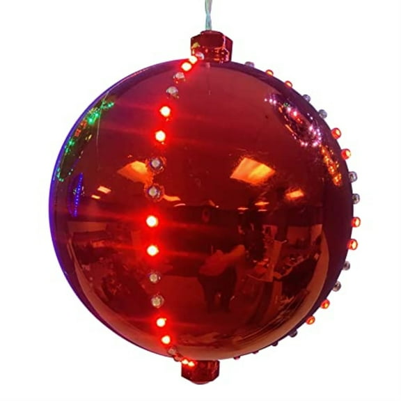 9071190 LIGHTED ORNAMENT RED 6"" Celebrations Platinum LED Red 6 in. Lighted Ornament Hanging Decor (Pack of 1)