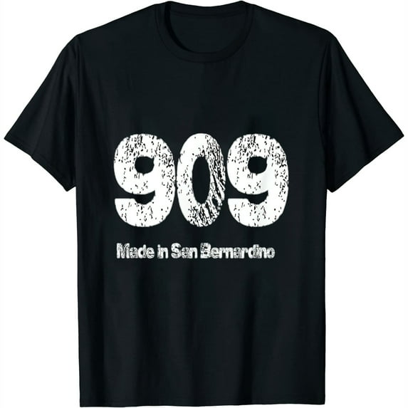 909 - Made In San Bernardino Distressed Vintage Womens T-Shirt Black