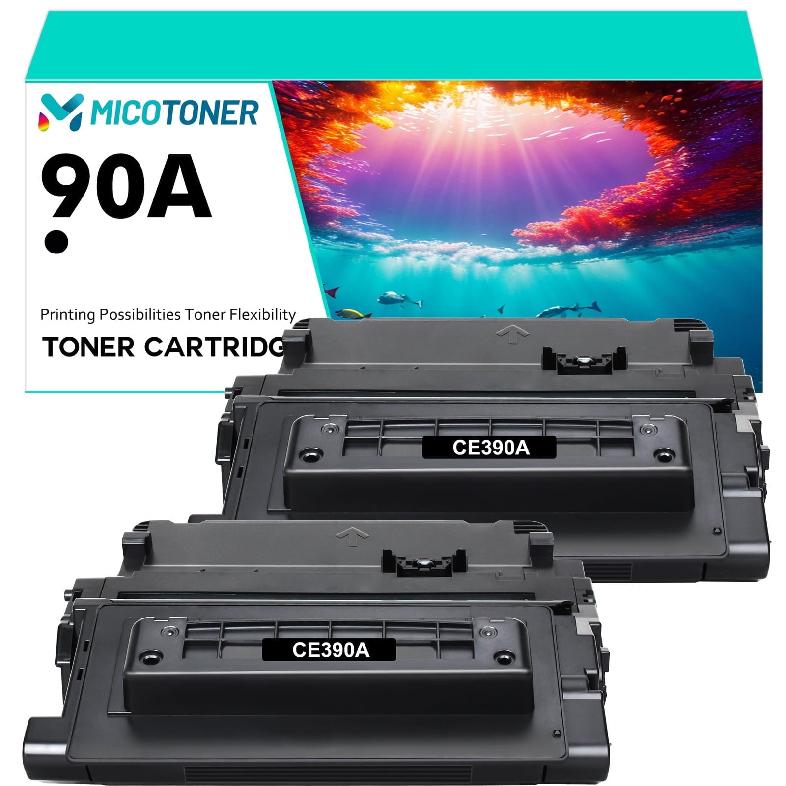 90A Toner Cartridge 2-Pack Compatible for CE390A 90A 90X CE390X Work with Laserjet Enterprise 600 M601 M602 M603 M4555 M4555f MFP Printer Ink (Black)