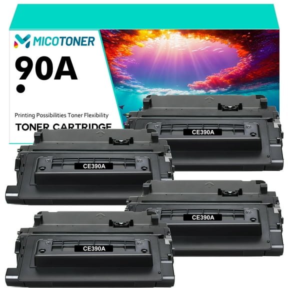 90A Toner Cartridge 4-Pack Compatible for HP CE390A 90A 90X CE390X for HP Laserjet Enterprise 600 M601 M602 M603 M4555 M4555f MFP Printer Ink (Black)