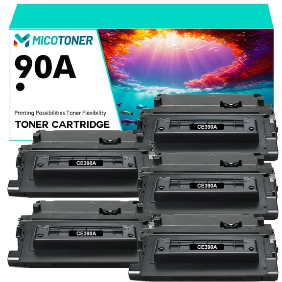 90A Toner Cartridge Black Compatible for HP CE390A 90A 90X CE390X for HP Laserjet Enterprise 600 M601 M602 M603 M4555 M4555f MFP Printer Ink (5-Pack)