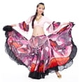 thumbnail image 1 of 90CM/96CM((35.4 inch/37.8 inch) Chiffon Flower Print  Huge Skirt Swing Dress Belly Dance Skirt Gypsy skirt, 1 Coat +1 Skirt,pink,96cm(37.8 inch), 1 of 11