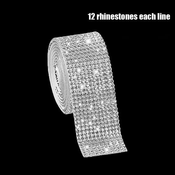 90Cm Silver Rhinestone Sticker Strip For Car Clothing Phone Laptop Bling Decor For Gem Decal Roll 0.9 To 2.6cm Wide(2.6cm)