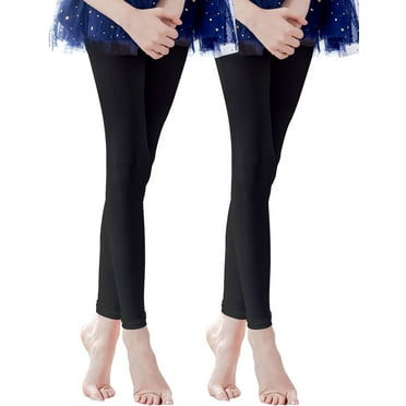 90D Girl's Ballet Soft Footless Tights for Dancing 2 Pairs Black
