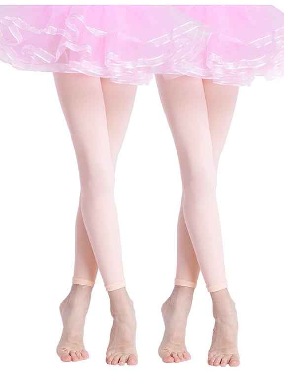 90D Girl's Ballet Soft Footless Tights for Dancing 2 Pairs Pink