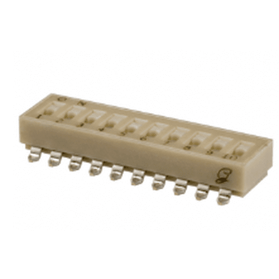 90HBW10PT Dip Switch SPST 10 Position Surface Mount Slide (Standard) Actuator 25mA 24VDC