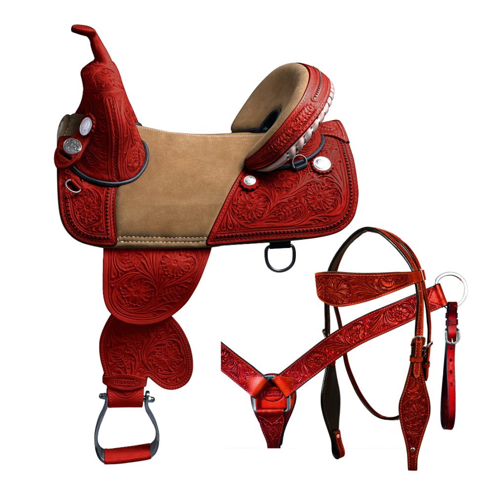 90HS HILASON Western Horse Saddle American Leather Trail Barrel Racing Horse Saddle Western