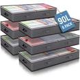 thumbnail image 1 of 90L Under Bed Storage Containers, 6 Pack Underbed Closet Storage Organizer System, Moving Bags with Clear Window and Reinforced Handles for Bedding Pillows Blanket Clothes Wardrobe Bedroom, 1 of 6