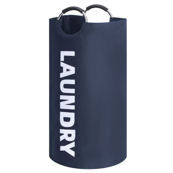 90L Large Laundry Basket, Heavy Duty Collapsible Laundry Bag, Freestanding Tall Clothes Hamper, Foldable Washing Bin (Navy) 14.96x31.1"