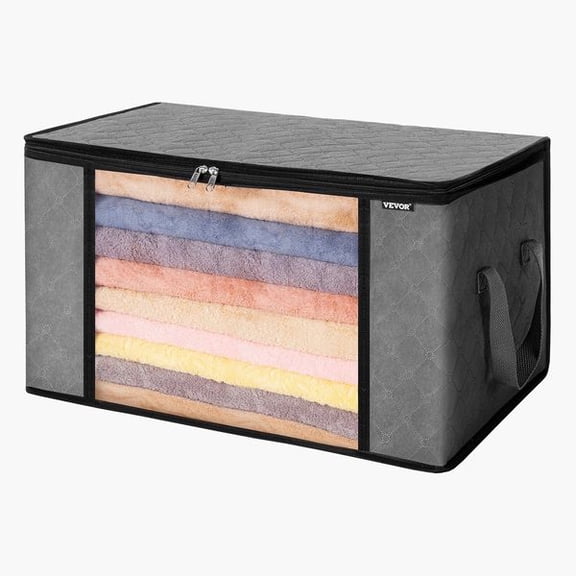 90L Large Storage Bags, 6 Pack Foldable Clothes Storage Bins with Durable Handles, Non-woven Fabric Closet Organizer Containers for Blanket, Comforter, Bed Sheet (Grey)