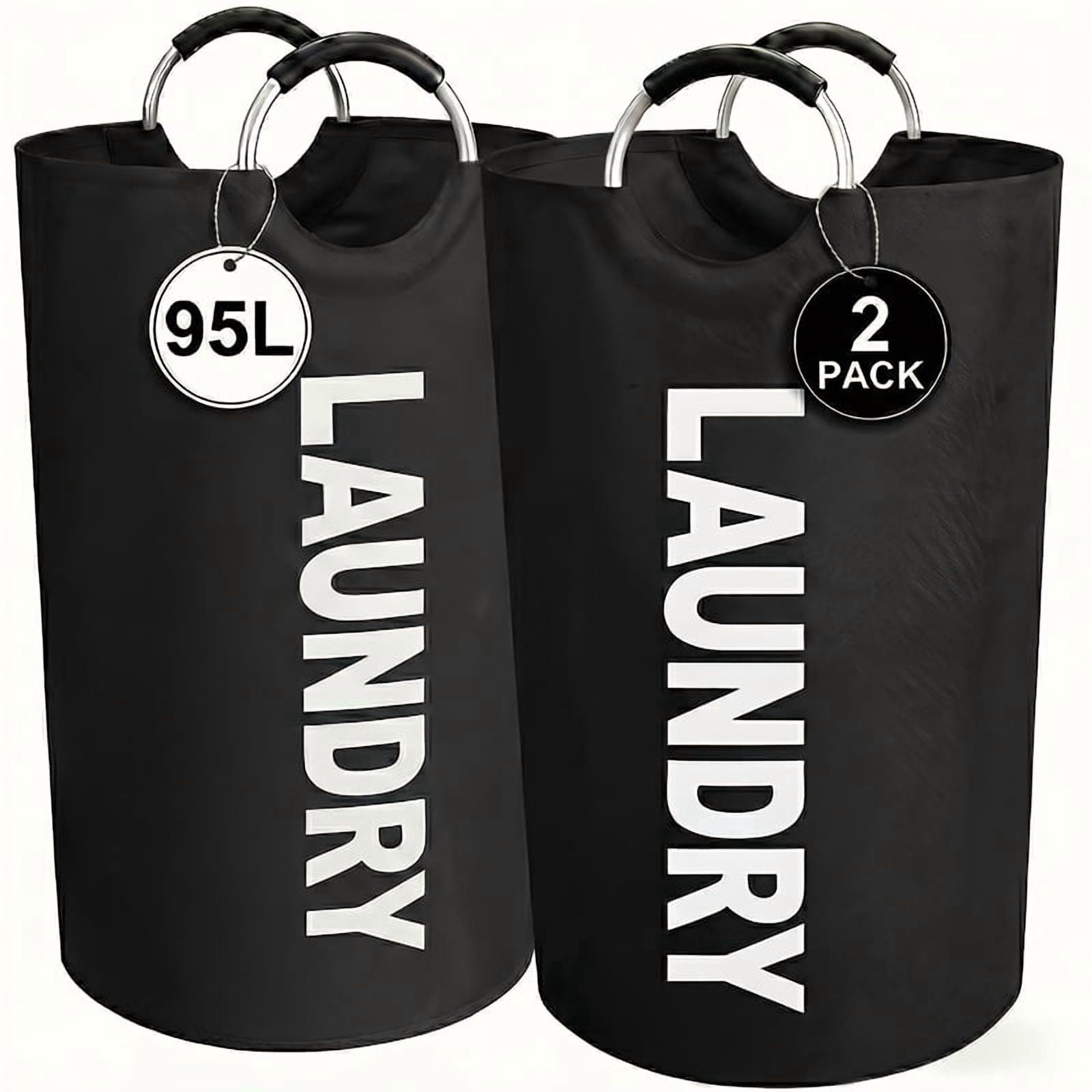 90L Laundry Basket, 2pcs Large Laundry Basket Foldable, Elevated, High Quality With Half Ring Handle Design