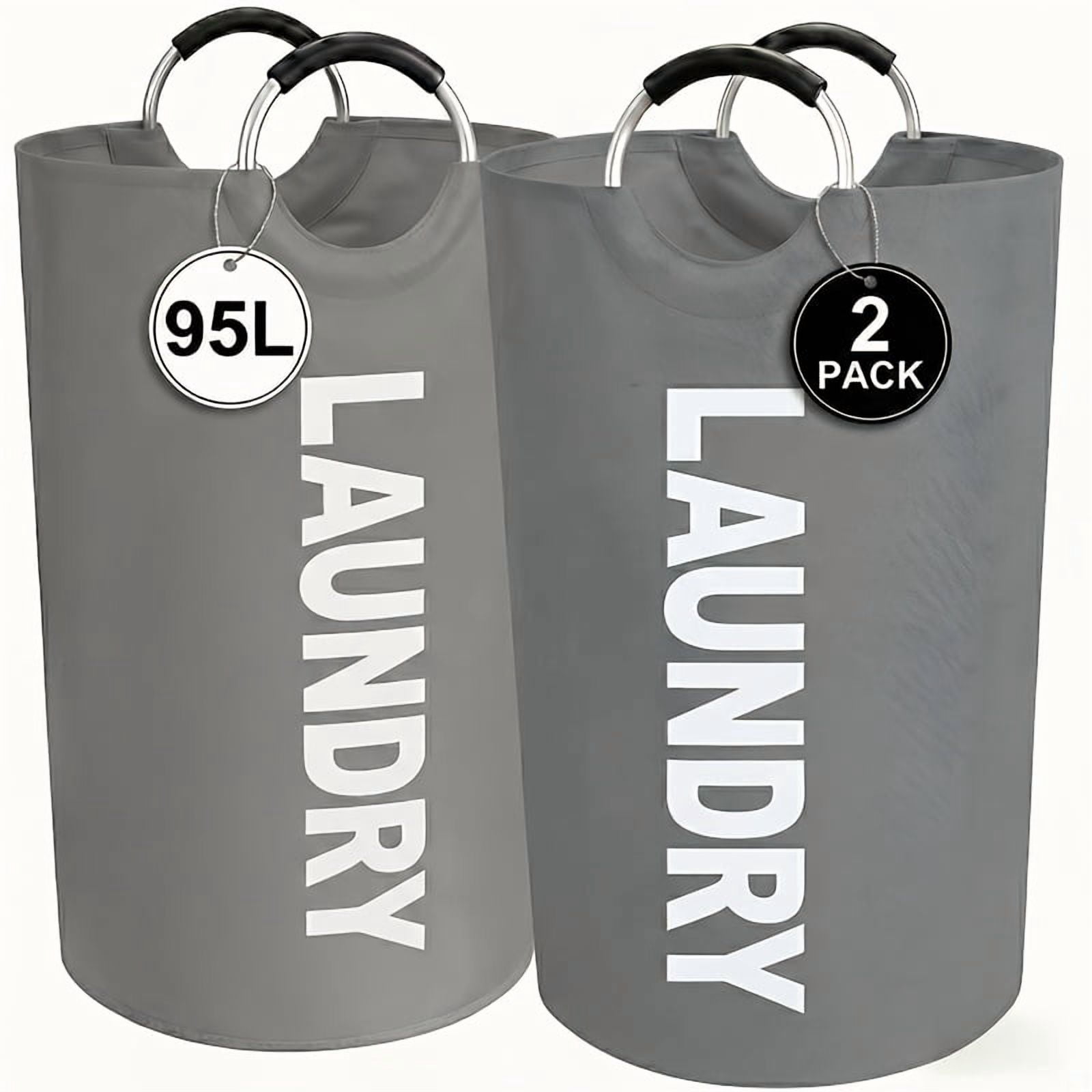 90L Laundry Basket, 2pcs Large Laundry Basket Foldable, Elevated, High Quality With Half Ring Handle Design