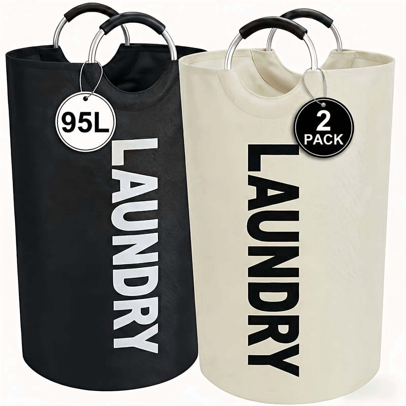 90L Laundry Basket, 2pcs Large Laundry Basket Foldable, Elevated, High Quality With Half Ring Handle Design