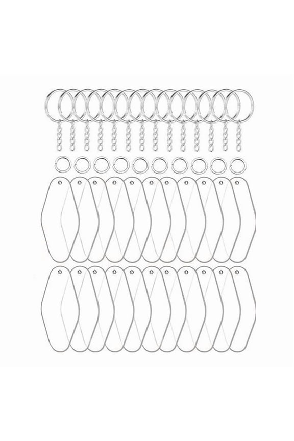 90PCS DIY Transparent Acrylic Keychain Pendant Decoration Set Blank Acrylic Picture Keychain Gift,A