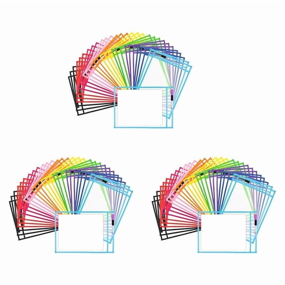 90PCS Dry Erase Pockets, Extra LargeReusable Pocket Covers, Ticket Holders, Teacher Supplies Covers