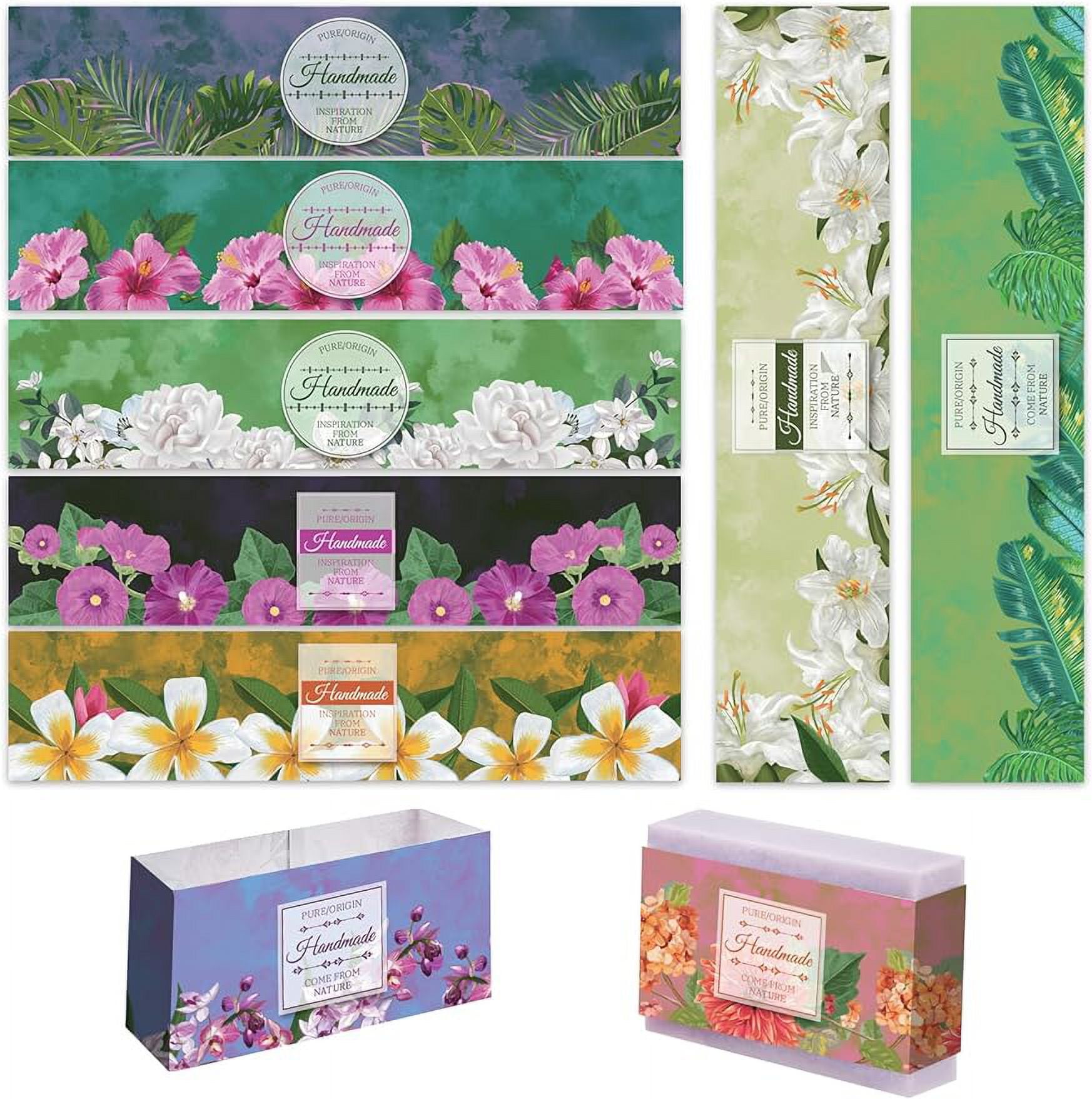 90PCS Flower Soap Wrap Paper Tape Soap Packaging Paper Wrap Tag Soap