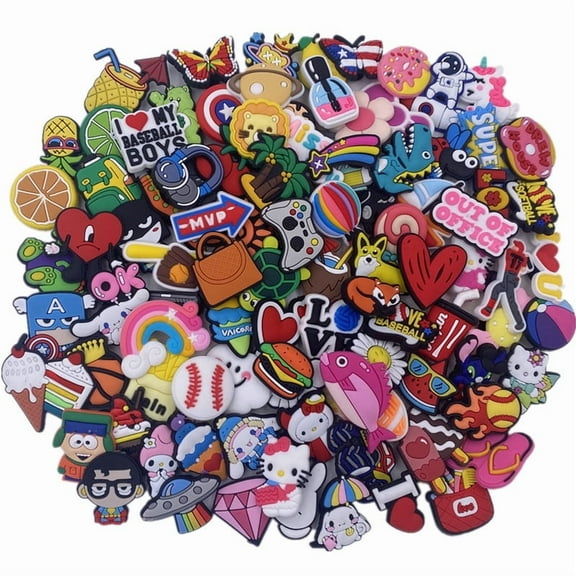 120 PCS Mixed Random Cartoon Cute PVC Shoes Charms Decor Croc