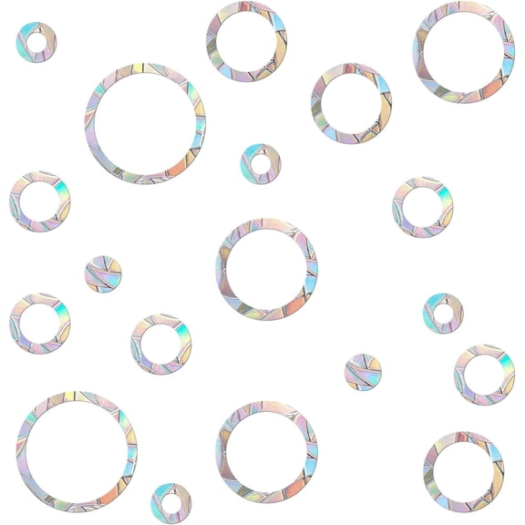 90PCS Window Stickers for Birds, Rainbow Bird Window Clings for Glass Doors, Anti Collision Window Decals, Ring Style