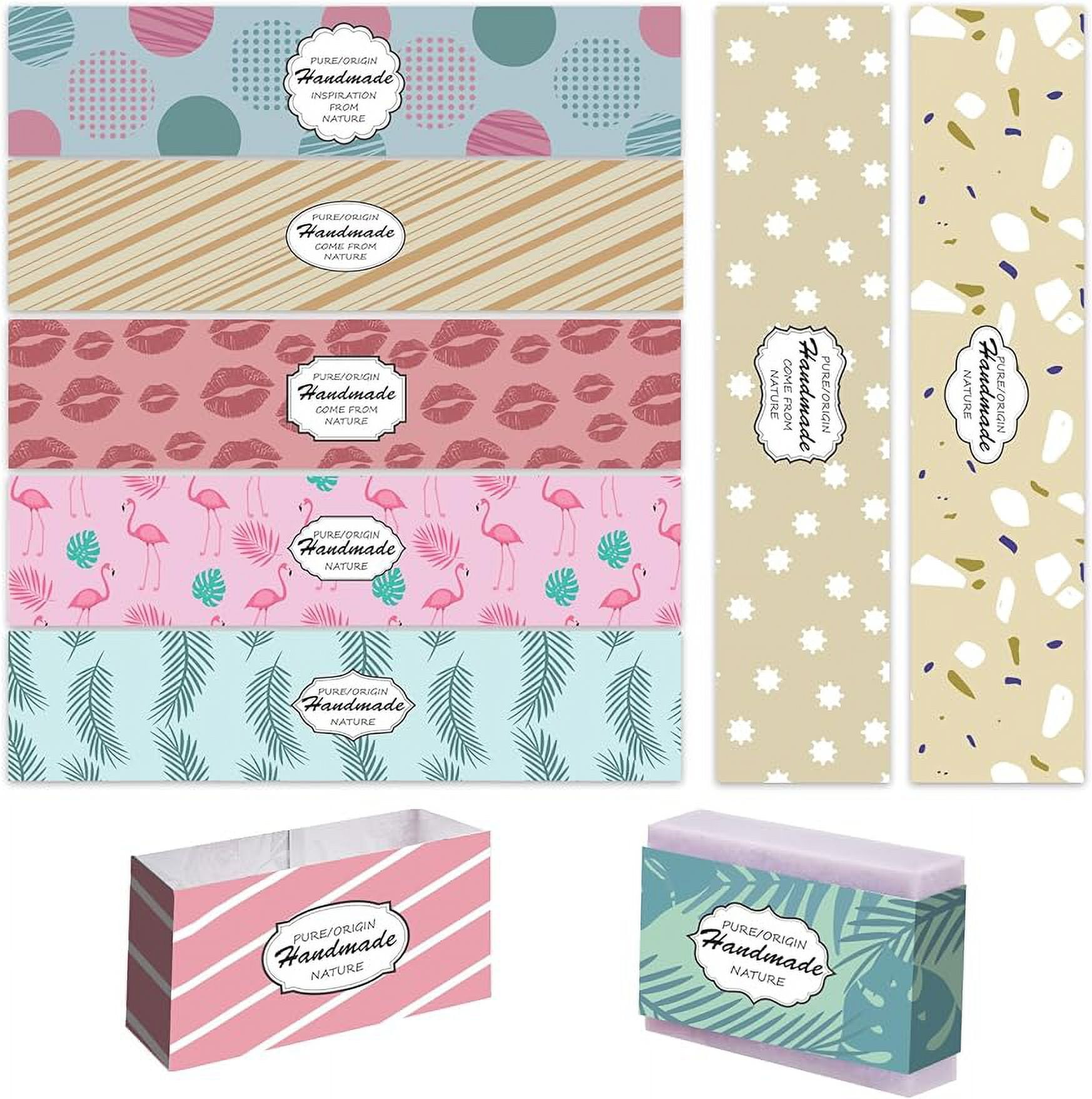 90PCS Wrap Label Tape Kraft Paper Soap Wrappers Vertical Soap Paper Tag Labels Crafts Wrapper