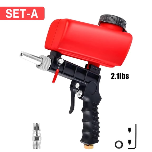 90PSI Adjustable Pneumatic Sandblasting Gun, Gravity‑Feed Handheld Air Sandblaster Tool, 2.1lbs Lightweight Portable Home Sandblasting Machine, for Surface Rust Paint Removal & Polishing Work