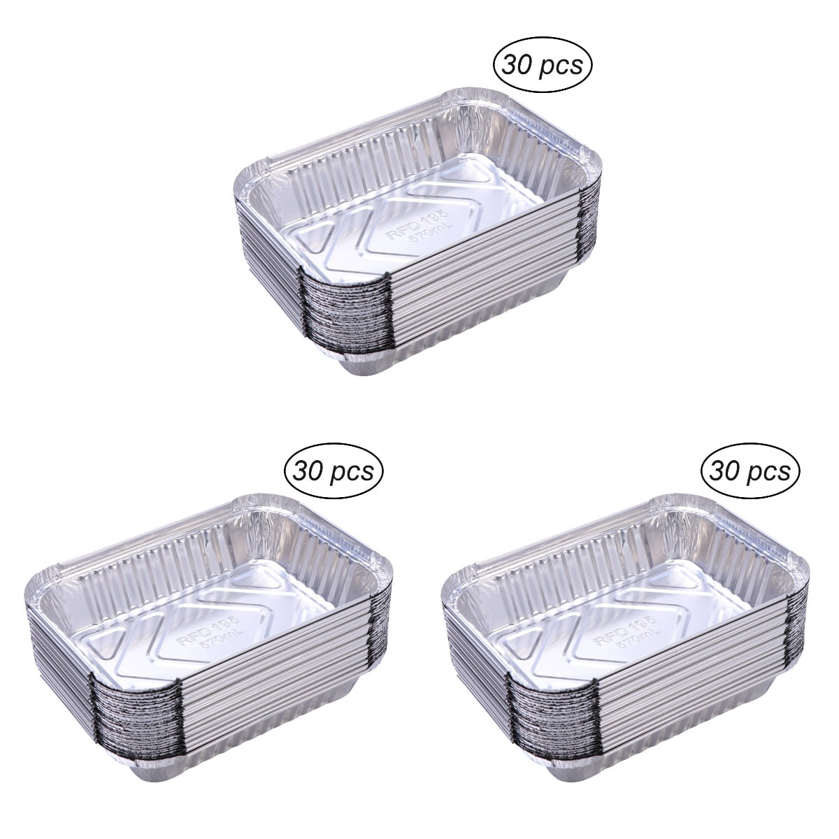90Pack Disposable Aluminum Oblong Foil Pans with Lid Covers Recyclable