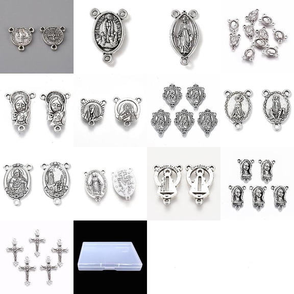 90Pcs 13 Styles Theme Style Alloy Chandelier Components Links 3 Loop Connectors for Rosary Bead Jewelry Making