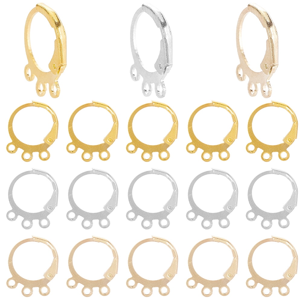 90Pcs 3 Colors Brass Leverback Earring Findings with Horizontal Loops ...