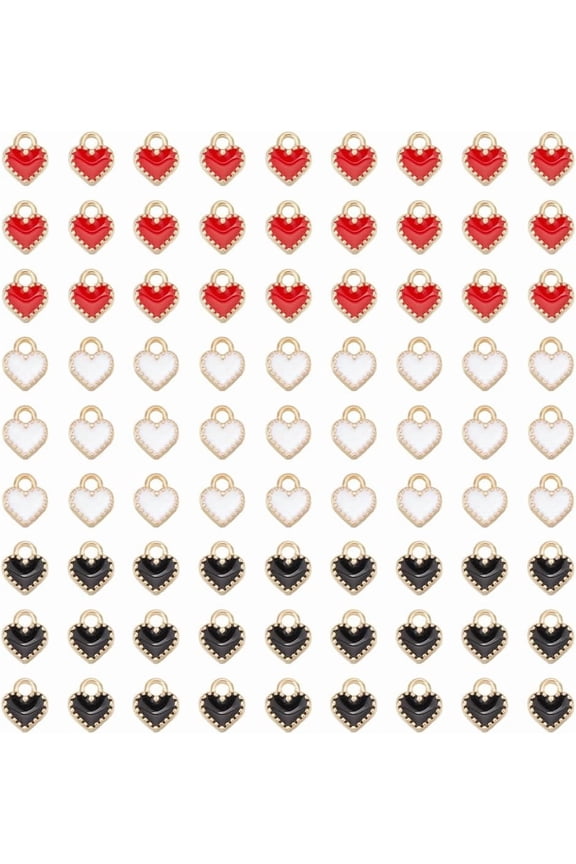 90Pcs 3 Colors Metal Enamel Heart Charms Peach Heart Charms Tiny Love Pendant 1.6mm Small Hole Heart Charms Light Gold Dangle Pendants for DIY Necklace Bracelet Earring Jewelry Making Colorful DIY