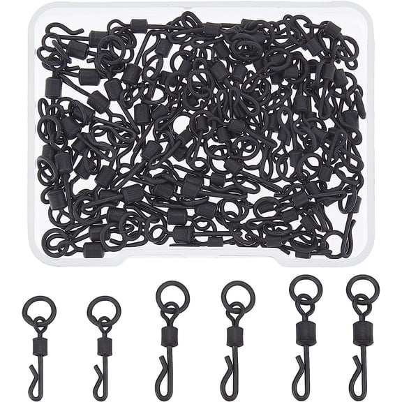 90Pcs 3 Size Brass Fishing Connector Bearing Swivel Q-Shaped Quick Change Swivels Electrophoresis Black Fishing Swivel Snap Connectors Rolling Barrel Fishing for Saltwater Freshwater for DIY