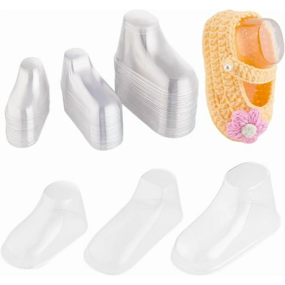 90Pcs 3 Styles Plastic Sandal Shoes Support Retail Shop Shoe Display Stand Forms Inserts Foot Shape Clear 80~120x58~80x40~60mm 30pcs/style