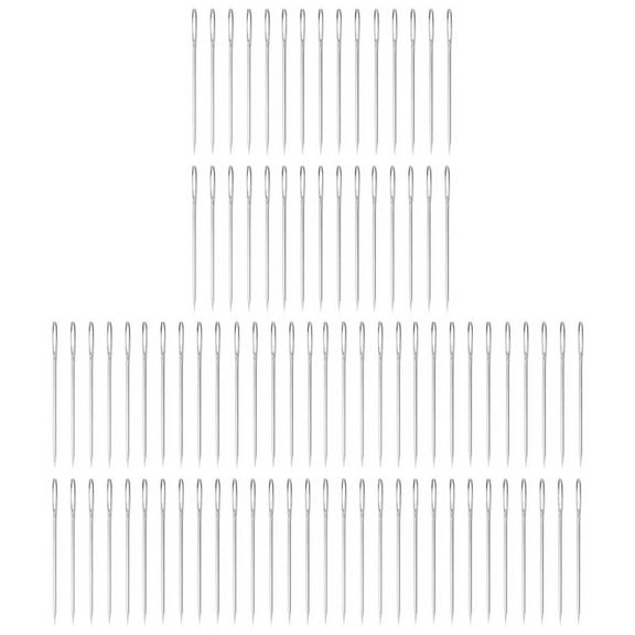 90Pcs 5.2 cm Large-Eye Stitching Needles Hand Sewing Needles for Leather Projects with Clear Bottle